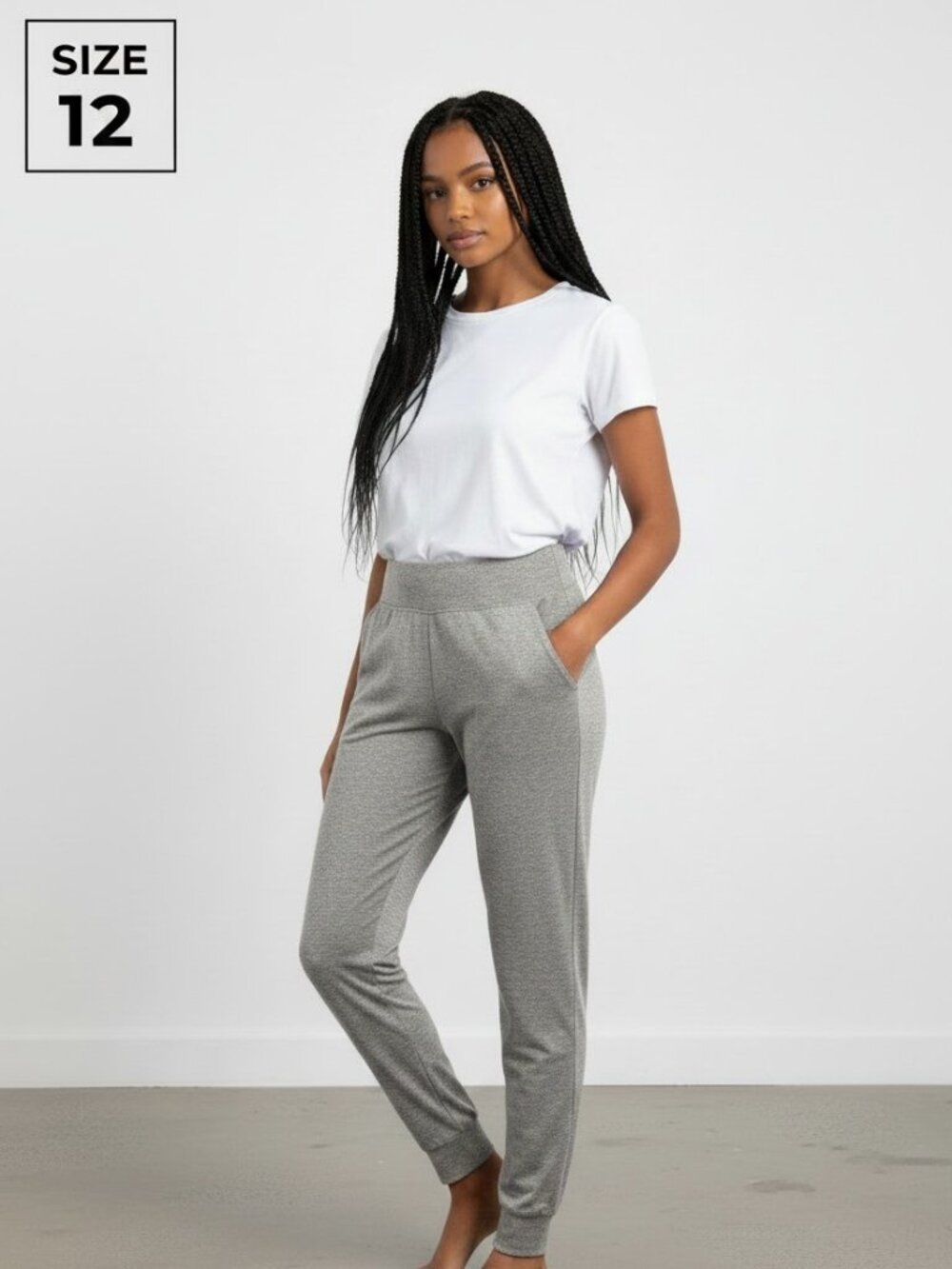 SYMPLI - Belted Pleat Hem Jogger (Melange Sand) Size 12